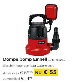 Promoties Dompelpomp einhell gc-sp 3580 ll - Einhell - Geldig van 01/04/2023 tot 30/04/2023 bij Molecule