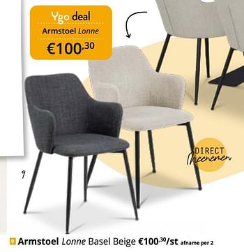 Promoties Armstoel lonne - Huismerk - Ygo - Geldig van 05/04/2023 tot 01/05/2023 bij Ygo