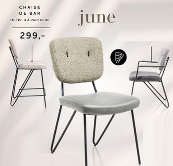 Promotions Chaise de bar en tissu - Produit Maison - Xooon - Valide de 30/03/2023 à 26/04/2023 chez Xooon