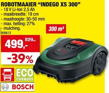 Promoties Bosch robotmaaier indego xs 300 - Bosch - Geldig van 05/04/2023 tot 16/04/2023 bij Hubo
