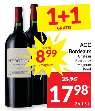 Promoties Aoc bordeaux château peyrouley magnum rood - Rode wijnen - Geldig van 04/04/2023 tot 10/04/2023 bij Intermarche