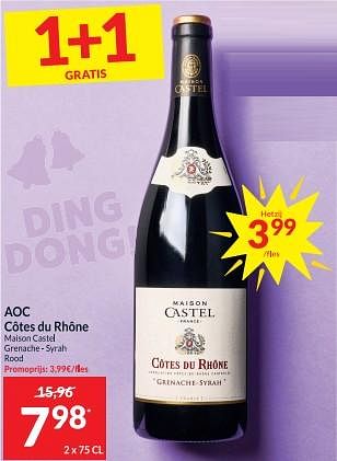 Promoties Aoc côtes du rhône maison castel grenache - syrah rood - Rode wijnen - Geldig van 04/04/2023 tot 10/04/2023 bij Intermarche