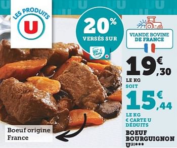 Promotions Boeuf bourguignon u - Produit Maison - Super U - Valide de 28/03/2023 à 10/04/2023 chez Super U
