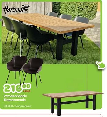 Promoties 2 stoelen sophie zwart-mahonie - Hartman - Geldig van 03/04/2023 tot 14/05/2023 bij Happyland