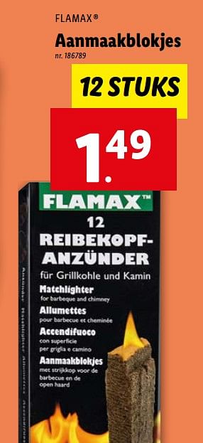 Promoties Aanmaakblokjes - Flamax - Geldig van 12/04/2023 tot 18/04/2023 bij Lidl