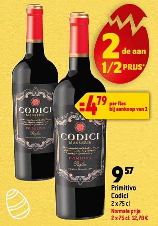 Promoties Primitivo codici - Rode wijnen - Geldig van 05/04/2023 tot 11/04/2023 bij Smatch