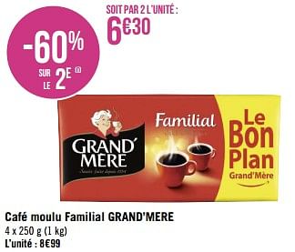 Promotions Café moulu familial grand’mere - Grand Mere - Valide de 03/04/2023 à 16/04/2023 chez Géant Casino