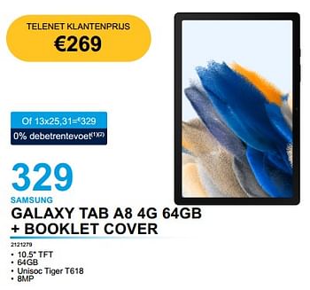 Promoties Samsung galaxy tab a8 4g 64gb + booklet cover - Samsung - Geldig van 04/04/2023 tot 30/04/2023 bij Auva