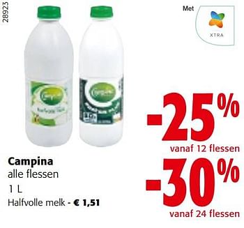 Promoties Campina halfvolle melk - Campina - Geldig van 05/04/2023 tot 18/04/2023 bij Colruyt