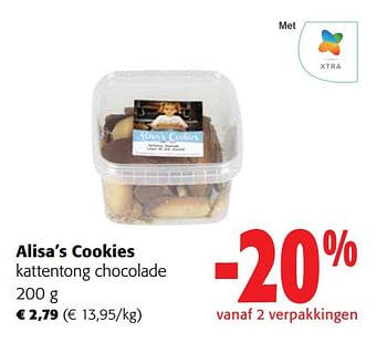 Promoties Alisa’s cookies kattentong chocolade - Alisa's Cookies - Geldig van 05/04/2023 tot 18/04/2023 bij Colruyt