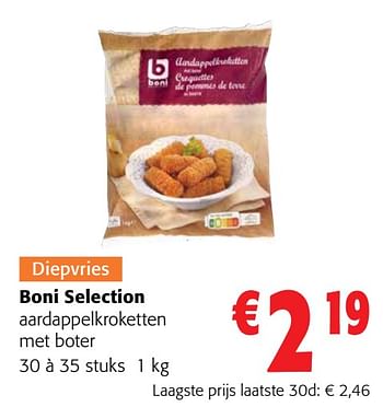 Promoties Boni selection aardappelkroketten met boter - Boni - Geldig van 05/04/2023 tot 18/04/2023 bij Colruyt