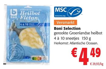Promoties Boni selection gerookte groenlandse heilbot - Boni - Geldig van 05/04/2023 tot 18/04/2023 bij Colruyt