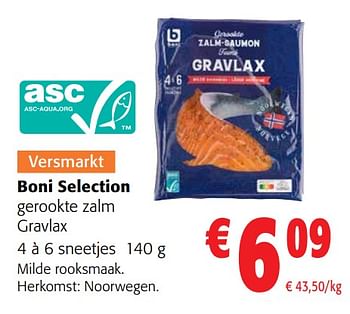 Promoties Boni selection gerookte zalm gravlax - Boni - Geldig van 05/04/2023 tot 18/04/2023 bij Colruyt