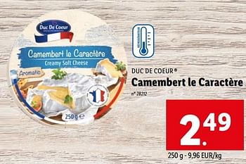 Promotions Camembert le caractère - Duc De Coeur - Valide de 12/04/2023 à 18/04/2023 chez Lidl
