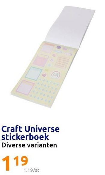 Promotions Craft universe stickerboek - Produit Maison - Action - Valide de 04/04/2023 à 11/04/2023 chez Action