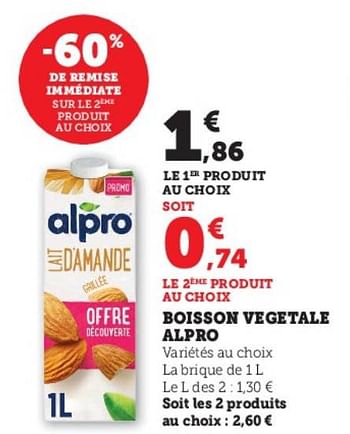 Promotions Boisson vegetale alpro - Alpro - Valide de 04/04/2023 à 10/04/2023 chez Super U