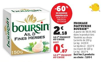 Promotions Fromage pasteurise boursin - Boursin - Valide de 04/04/2023 à 10/04/2023 chez Super U