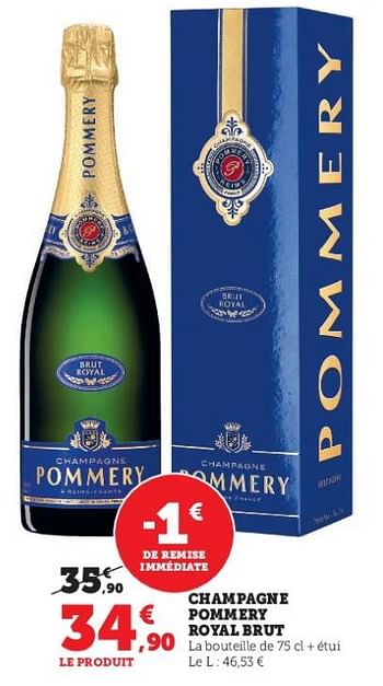 Promoties Champagne pommery royal brut - Pommery - Geldig van 04/04/2023 tot 10/04/2023 bij Super U