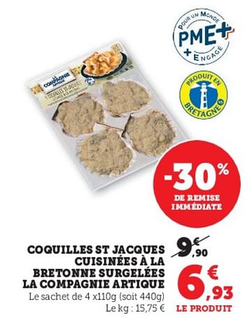 Promoties Coquilles st jacques cuisinées à la bretonne surgelées la compagnie artique - La Compagnie Artique - Geldig van 04/04/2023 tot 10/04/2023 bij Super U