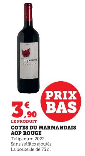 Promoties Cotes du marmandais aop rouge tulipanum - Rode wijnen - Geldig van 04/04/2023 tot 10/04/2023 bij Super U