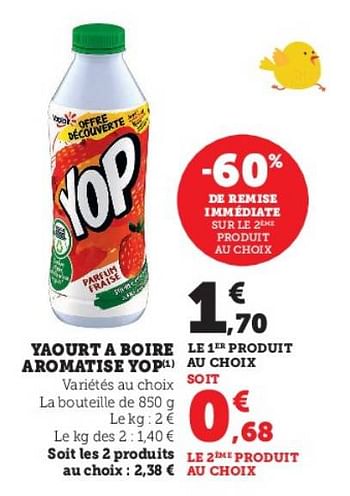 Promotions Yaourt a boire aromatise yop - Yoplait - Valide de 04/04/2023 à 10/04/2023 chez Super U