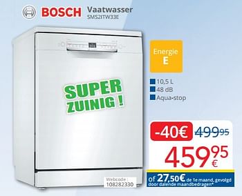 Promoties Bosch vaatwasser sms2itw33e - Bosch - Geldig van 01/04/2023 tot 30/04/2023 bij Eldi