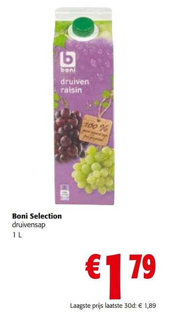 Promoties Boni selection druivensap - Boni - Geldig van 05/04/2023 tot 18/04/2023 bij Colruyt