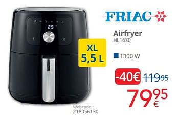 Promotions Friac airfryer hl1630 - Friac - Valide de 01/04/2023 à 30/04/2023 chez Eldi