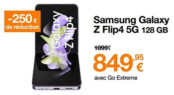 Promotions Samsung galaxy z flip4 5g 128 gb - Samsung - Valide de 01/04/2023 à 16/04/2023 chez Orange