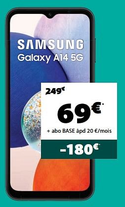 Promoties Samsung galaxy a14 5g - Samsung - Geldig van 04/04/2023 tot 01/05/2023 bij Base