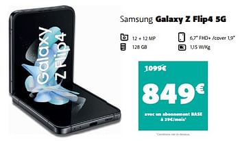 Promotions Samsung galaxy z flip4 5g - Samsung - Valide de 04/04/2023 à 01/05/2023 chez Base