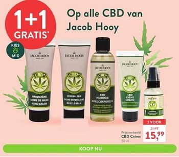 Promoties Cbd créme - Jacob Hooy - Geldig van 03/04/2023 tot 16/04/2023 bij Holland & Barret