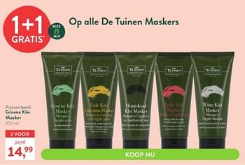 Promoties Groene klei masker - De Tuinen - Geldig van 03/04/2023 tot 16/04/2023 bij Holland & Barret