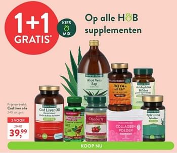 Promoties H+b supplementen cod liver olie - Huismerk - Holland & Barrett - Geldig van 03/04/2023 tot 16/04/2023 bij Holland & Barret