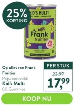 Promoties Kid`s multi - Frank Fruities - Geldig van 03/04/2023 tot 16/04/2023 bij Holland & Barret