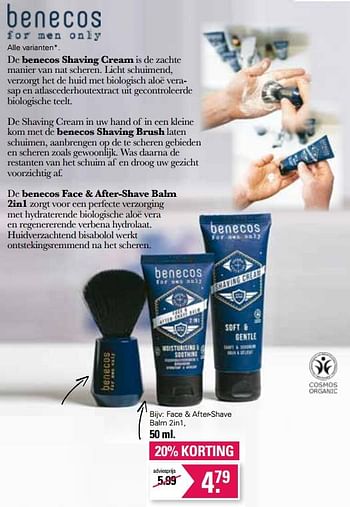 Promoties Benecos face + after-shave balm 2in1 - Benecos - Geldig van 05/04/2023 tot 22/05/2023 bij De Online Drogist