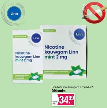 Promoties Linn nicotine kauwgom 2 mg mint - Linn - Geldig van 05/04/2023 tot 22/05/2023 bij De Online Drogist