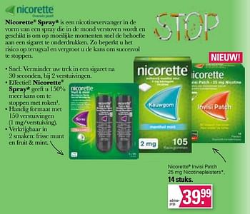 Promoties Nicorette invisi patch 25 mg nicotinepleisters - Nicorette - Geldig van 05/04/2023 tot 22/05/2023 bij De Online Drogist