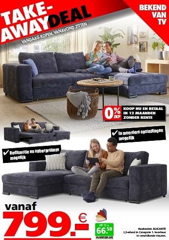 Promoties Hoeksalon alicante - Huismerk - Seats and Sofas - Geldig van 11/04/2023 tot 01/05/2023 bij Seats and Sofas