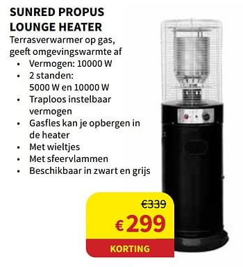 Promoties Sunred propus lounge heater - Sunred - Geldig van 05/04/2023 tot 01/07/2023 bij Horta