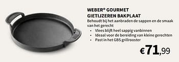 Promoties Weber gourmet gietijzeren bakplaat - Weber - Geldig van 05/04/2023 tot 01/07/2023 bij Horta