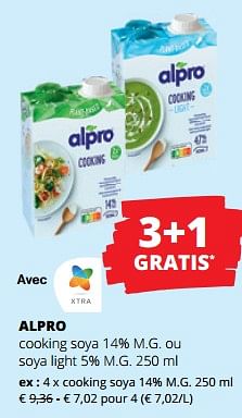 Promotions Alpro cooking soya - Alpro - Valide de 06/04/2023 à 19/04/2023 chez Spar (Colruytgroup)