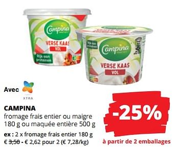 Promotions Campina fromage frais entier - Campina - Valide de 06/04/2023 à 19/04/2023 chez Spar (Colruytgroup)