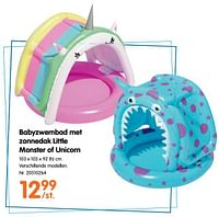 Babyzwembad met zonnedak little monster of unicorn-Huismerk - Fun