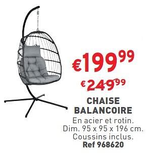 Promotions Chaise balancoire - Produit maison - Trafic  - Valide de 12/04/2023 à 17/04/2023 chez Trafic