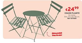 Promotions Chaise pliante - Produit maison - Trafic  - Valide de 12/04/2023 à 17/04/2023 chez Trafic