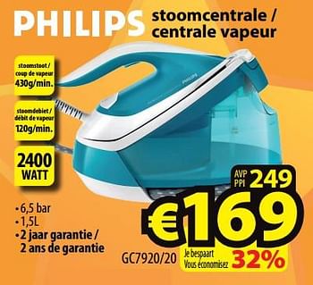 Promoties Philips stoomcentrale - centrale vapeur gc7920-20 - Philips - Geldig van 12/04/2023 tot 19/04/2023 bij ElectroStock