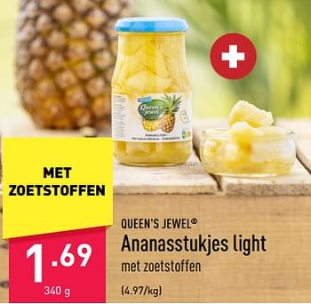 Promoties Ananasstukjes light - Queen's Jewel - Geldig van 21/04/2023 tot 28/04/2023 bij Aldi
