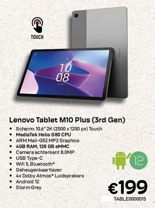Promoties Lenovo tablet m10 plus 3rd gen - Lenovo - Geldig van 01/04/2023 tot 30/04/2023 bij Compudeals