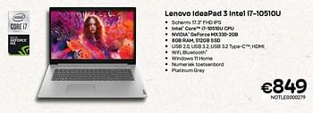 Promoties Lenovo ideapad 3 intel i7-10510u - Lenovo - Geldig van 01/04/2023 tot 30/04/2023 bij Compudeals